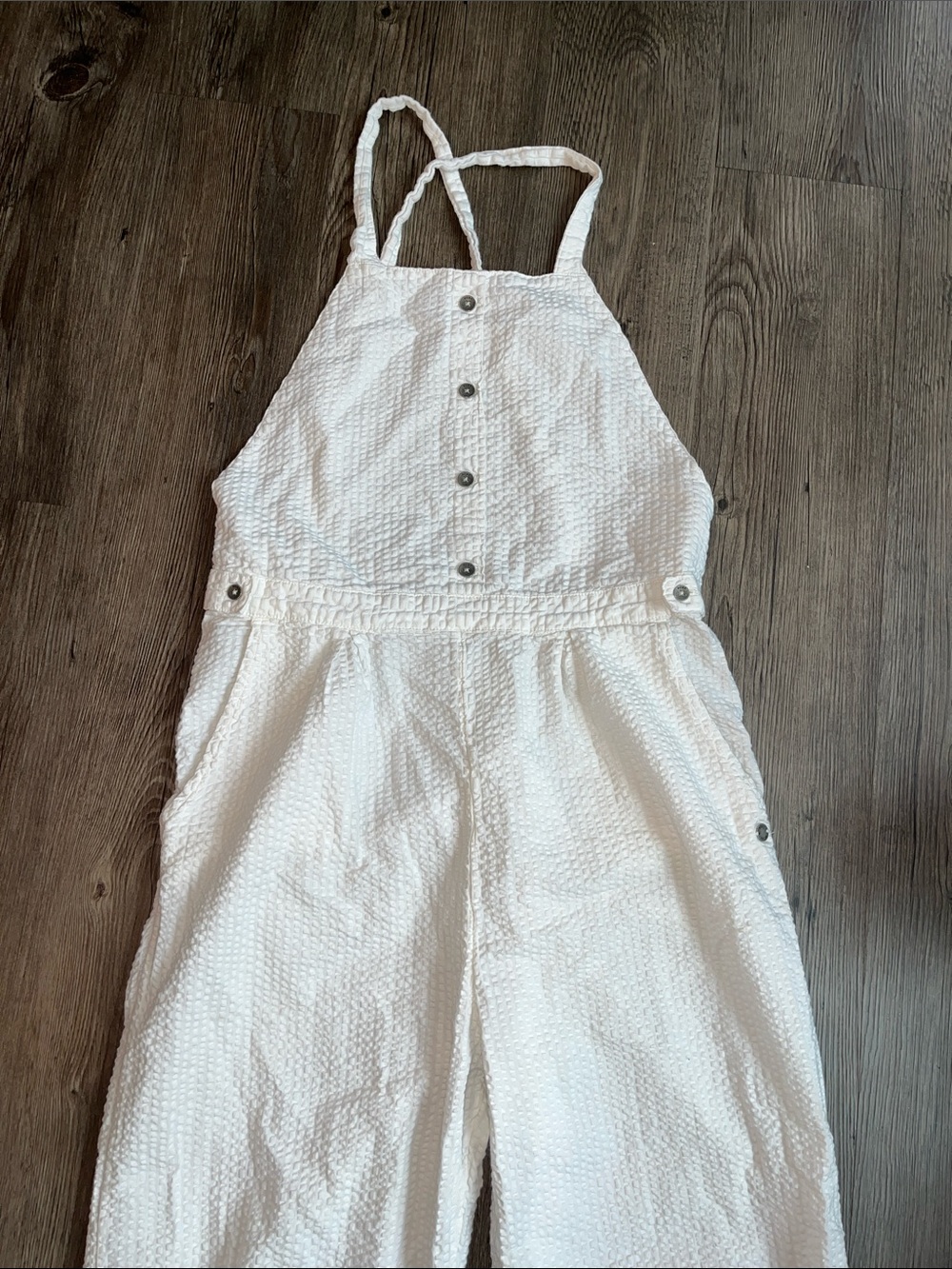 ROXY White Textured Jumpsuit